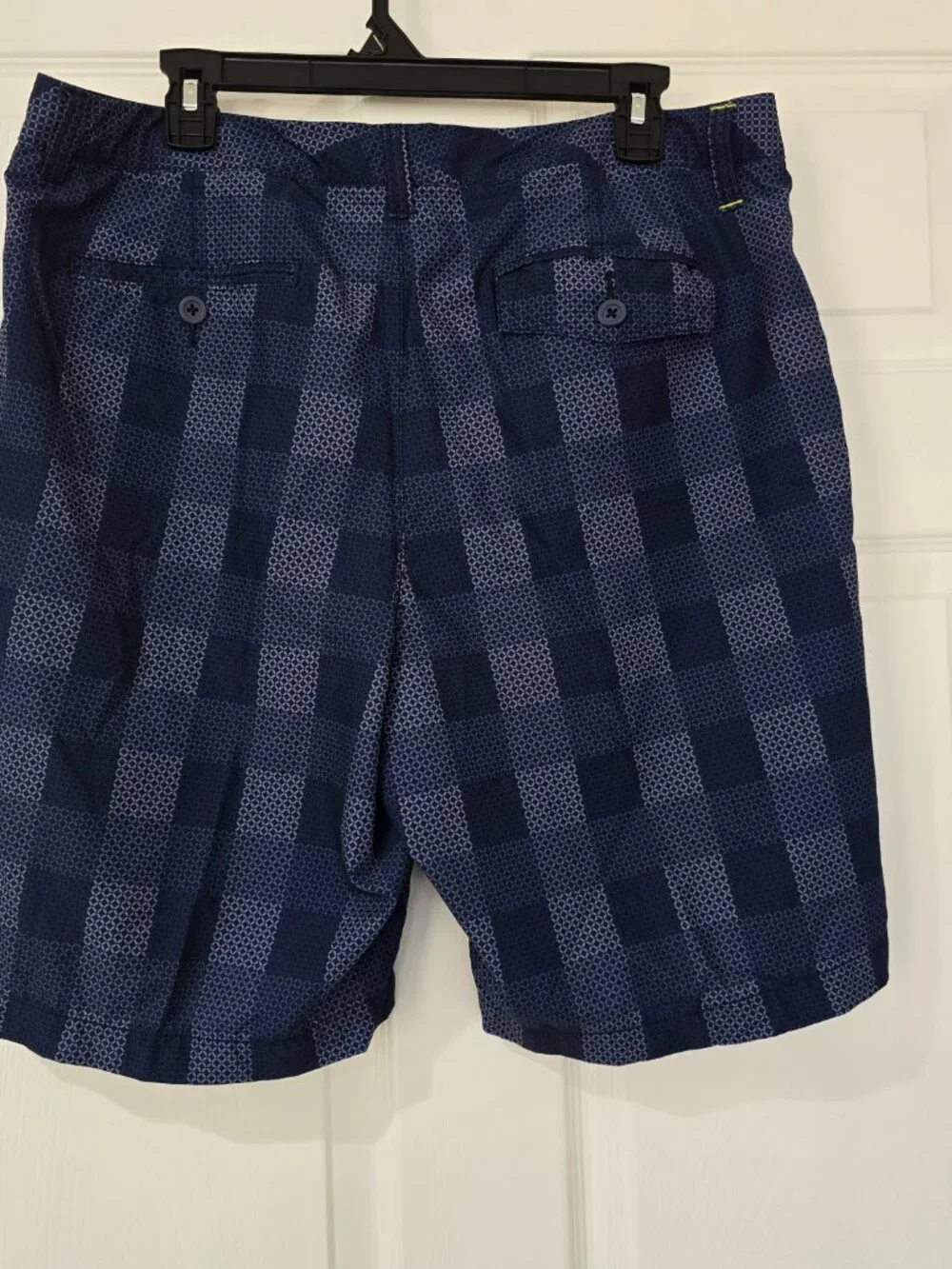 Tommy Bahama Men's Plaid Performance Flat Front Shorts Marlin Logo Blue Sz 34